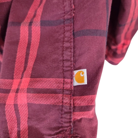Carhartt Red Button Down Shirt Classic Plaid Size L - Picture 6 of 6